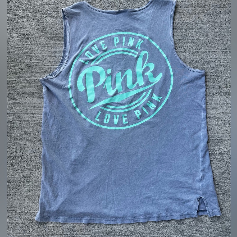 Victoria’s Secret PINK Grey and Teal Tank Top Size S